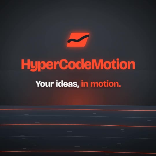 Lanzamiento HyperCodeMotion: Lanzamiento oscuro con acento rojo: mercado, dolor, emblema sobre un mar de líneas, editor en vivo, beneficios y cierre · 20 s